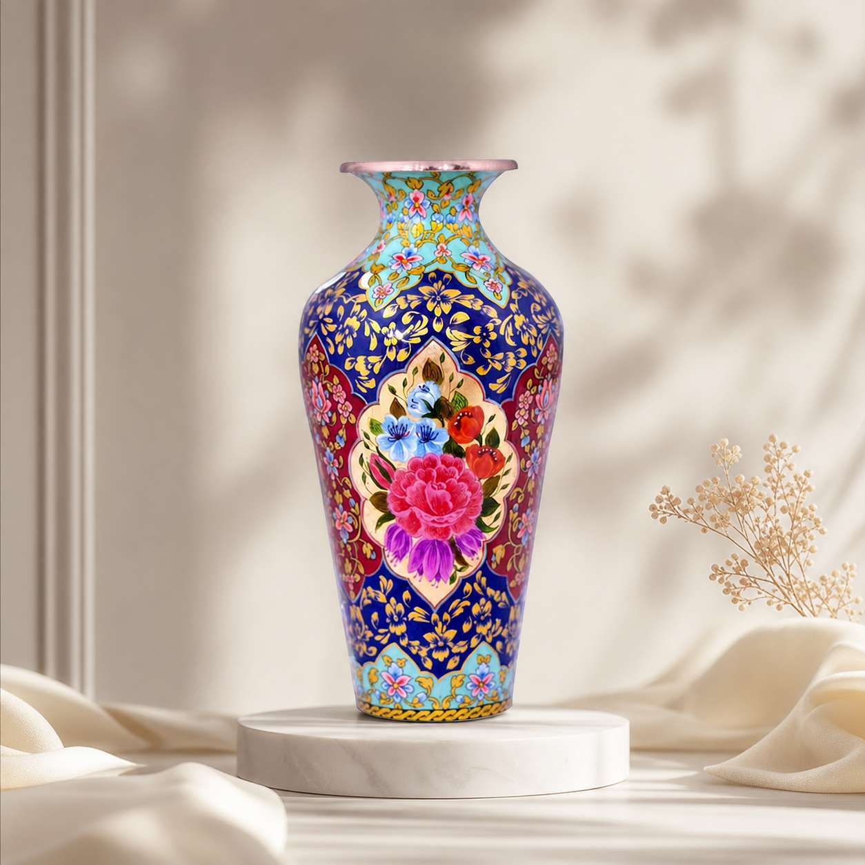 B (7) گلدان سلجوقی گل و مرغ نفیس - تصویر 1