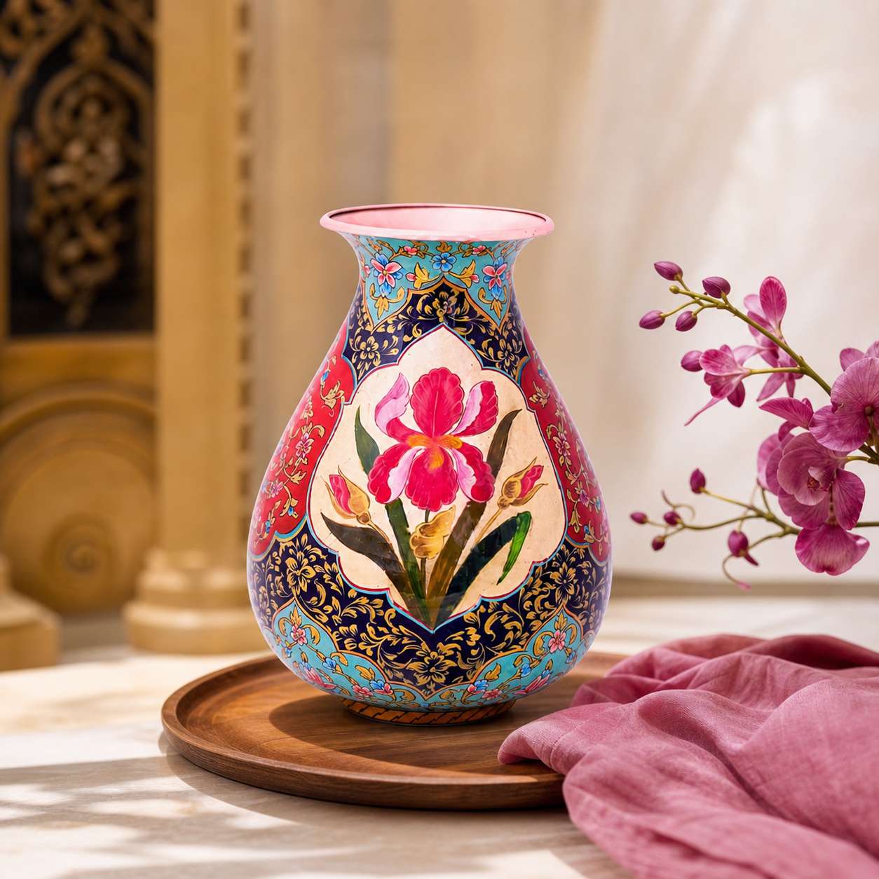 B (9) گلدان مدل گلابی گل و مرغ نفیس - تصویر 1